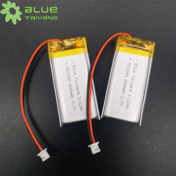 802040 足容聚合物锂电池 600mah 3.7V 2.22Wh 医疗设备聚合物锂电池,钴酸锂材料